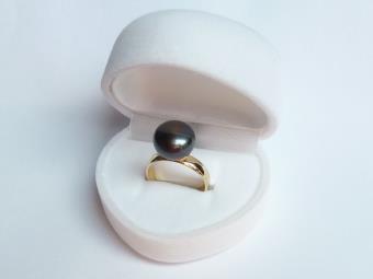 Perla černá - 12 mm (1508) pozlac