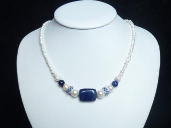 Perly bílé, lapis lazuli (2510) 