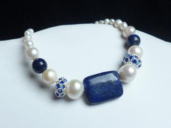 Perly bílé, lapis lazuli (2510)